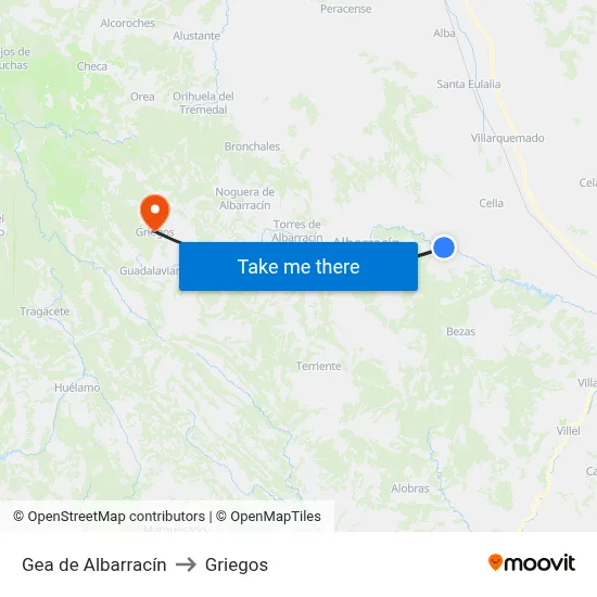 Gea de Albarracín to Griegos map