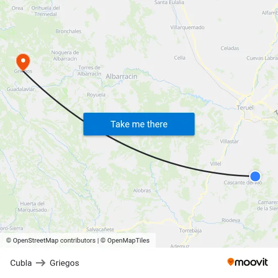 Cubla to Griegos map