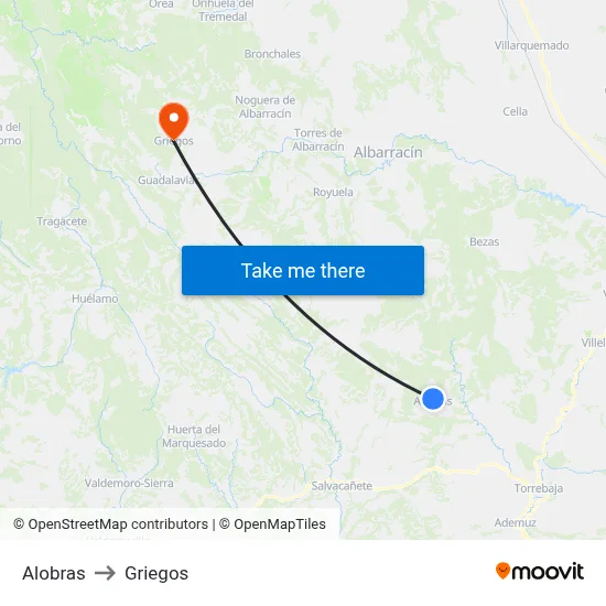 Alobras to Griegos map