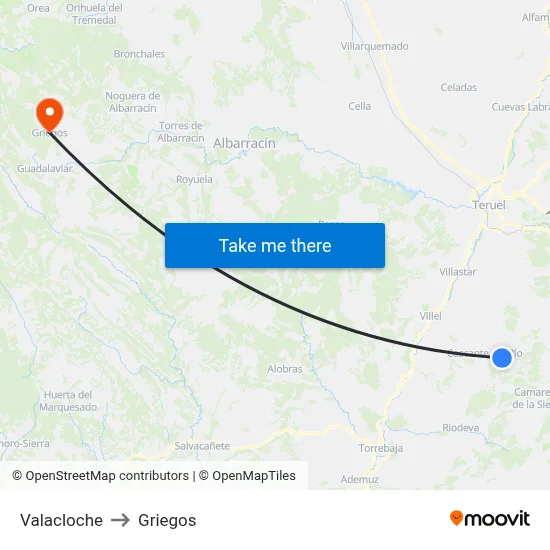 Valacloche to Griegos map
