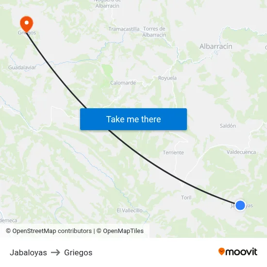 Jabaloyas to Griegos map