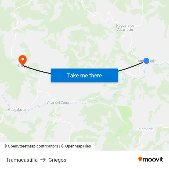 Tramacastilla to Griegos map