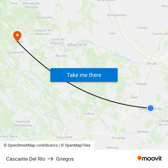Cascante Del Río to Griegos map