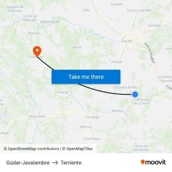 Gúdar-Javalambre to Terriente map