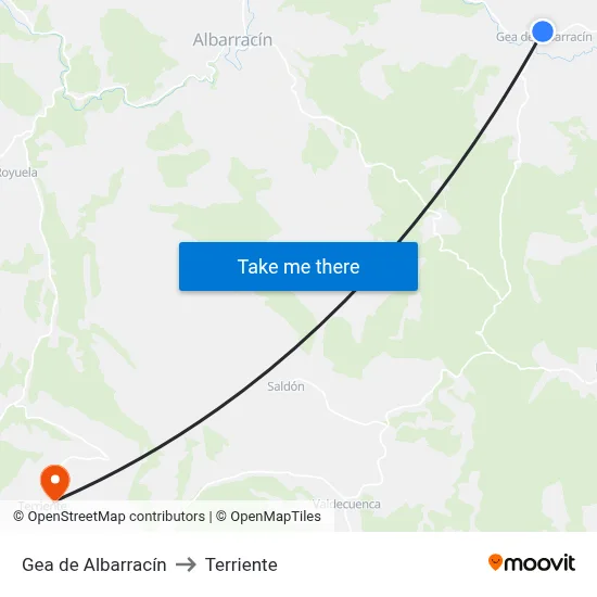 Gea de Albarracín to Terriente map