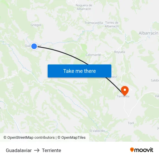 Guadalaviar to Terriente map
