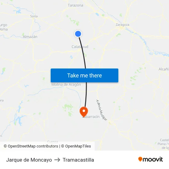Jarque de Moncayo to Tramacastilla map