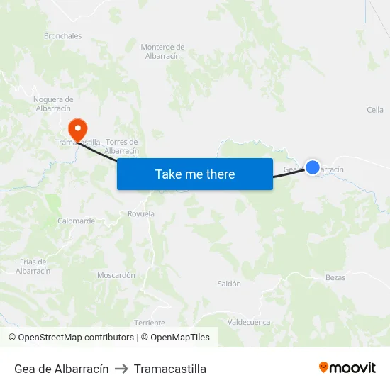 Gea de Albarracín to Tramacastilla map