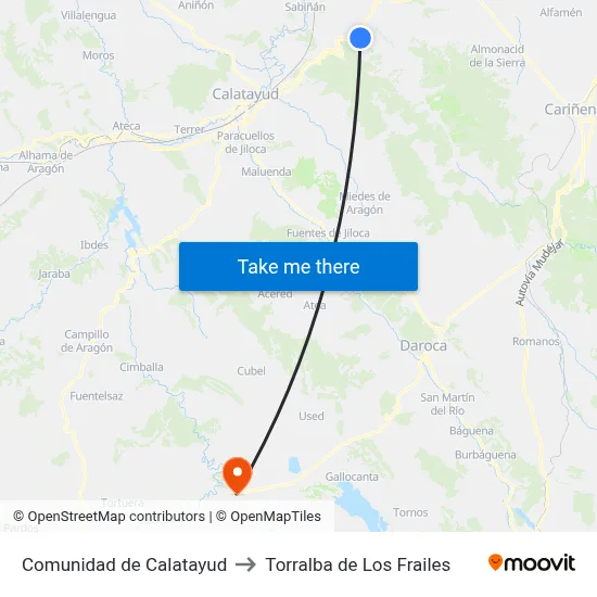 Comunidad de Calatayud to Torralba de Los Frailes map