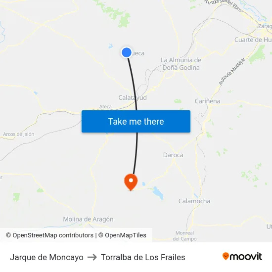 Jarque de Moncayo to Torralba de Los Frailes map