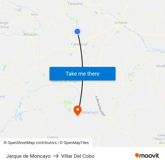 Jarque de Moncayo to Villar Del Cobo map