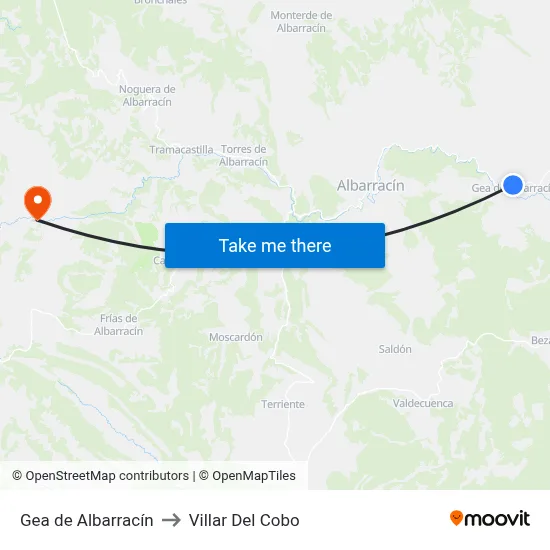 Gea de Albarracín to Villar Del Cobo map
