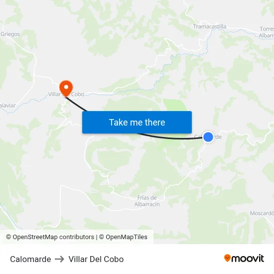 Calomarde to Villar Del Cobo map