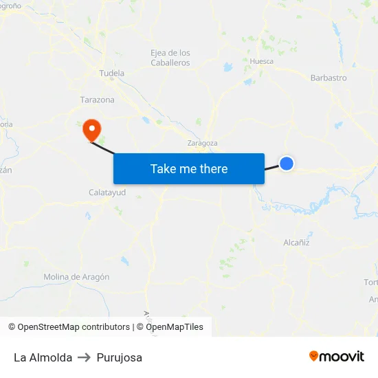 La Almolda to Purujosa map
