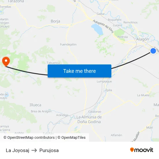 La Joyosaj to Purujosa map