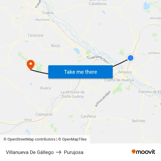 Villanueva De Gállego to Purujosa map