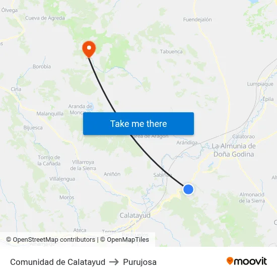 Comunidad de Calatayud to Purujosa map