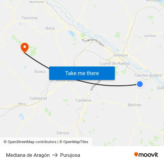 Mediana de Aragón to Purujosa map
