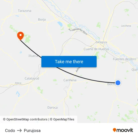 Codo to Purujosa map