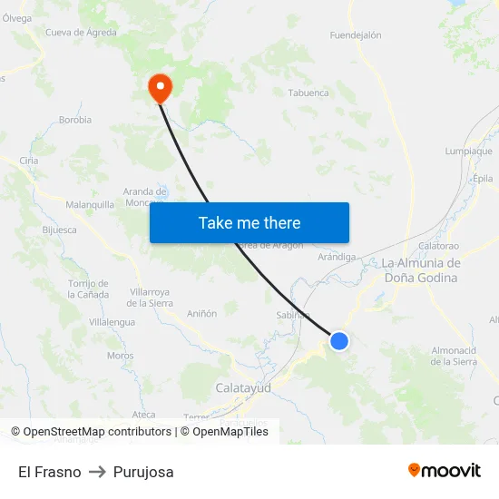 El Frasno to Purujosa map