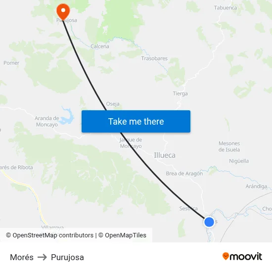Morés to Purujosa map