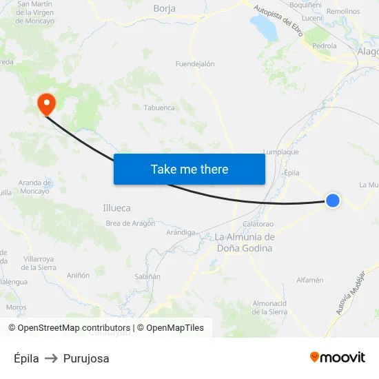 Épila to Purujosa map