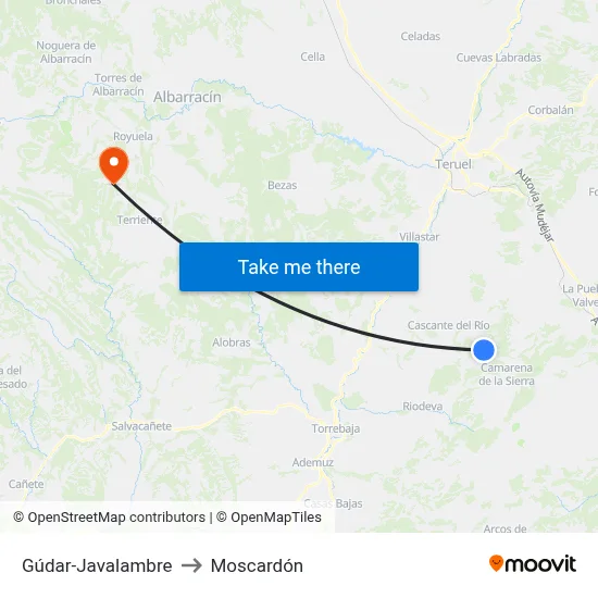Gúdar-Javalambre to Moscardón map