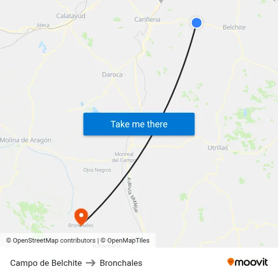Campo de Belchite to Bronchales map