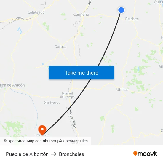Puebla de Albortón to Bronchales map