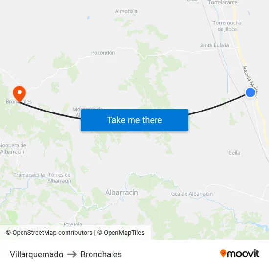 Villarquemado to Bronchales map