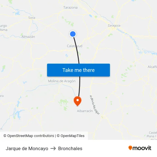 Jarque de Moncayo to Bronchales map