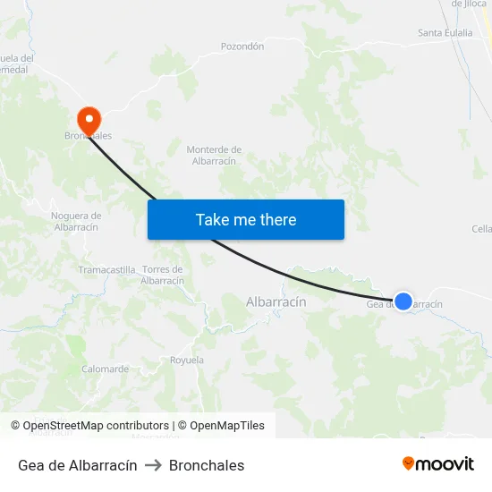 Gea de Albarracín to Bronchales map