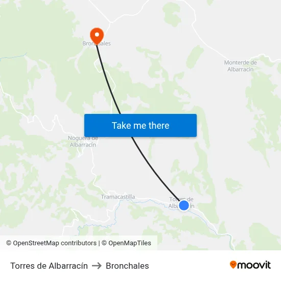 Torres de Albarracín to Bronchales map