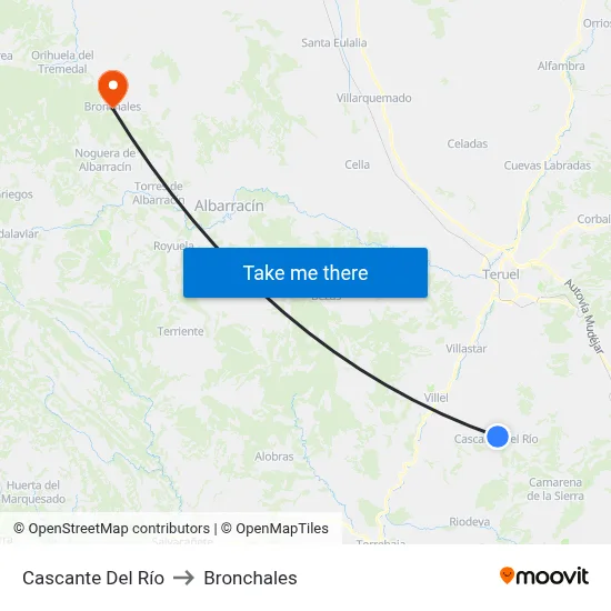 Cascante Del Río to Bronchales map