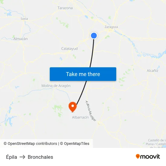 Épila to Bronchales map