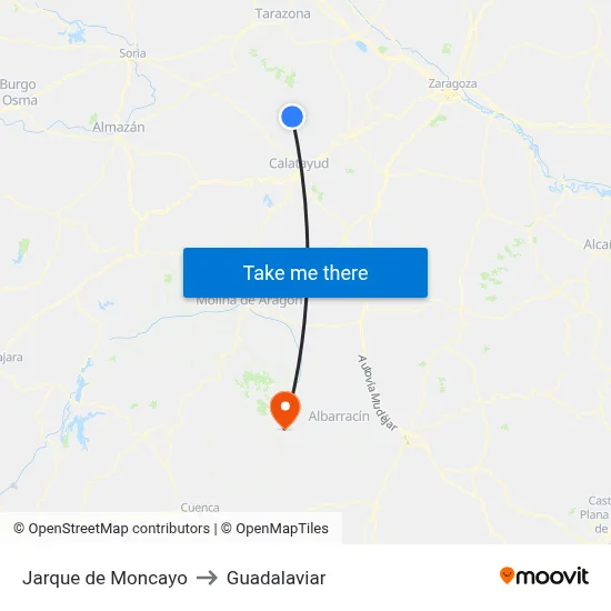 Jarque de Moncayo to Guadalaviar map