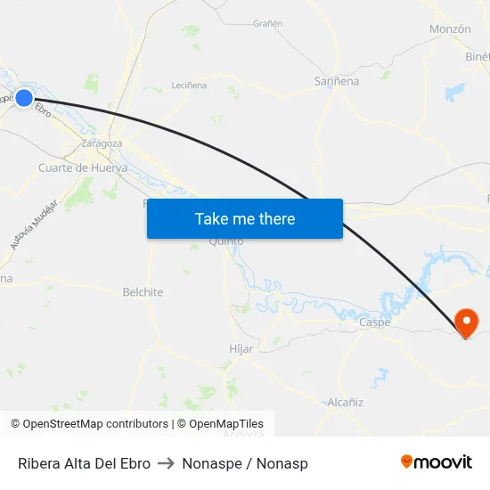 Ribera Alta Del Ebro to Nonaspe / Nonasp map