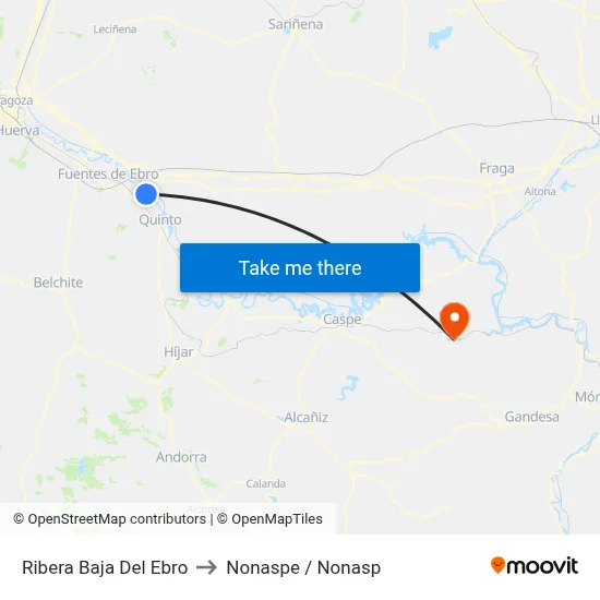 Ribera Baja Del Ebro to Nonaspe / Nonasp map