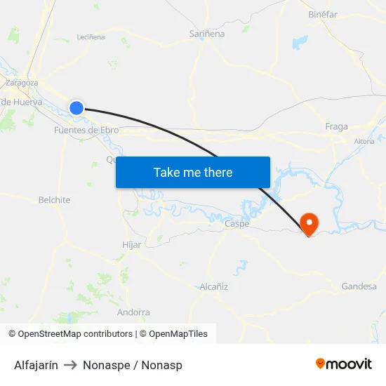 Alfajarín to Nonaspe / Nonasp map