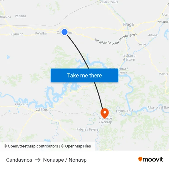Candasnos to Nonaspe / Nonasp map