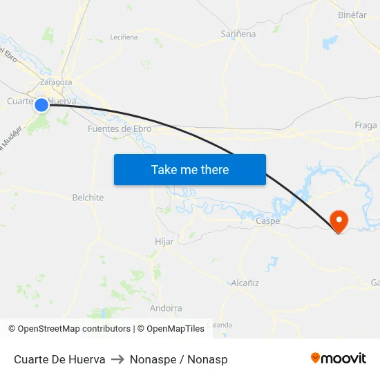 Cuarte De Huerva to Nonaspe / Nonasp map