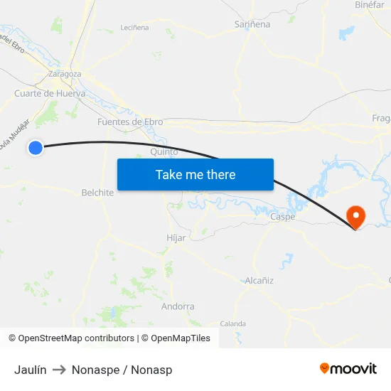 Jaulín to Nonaspe / Nonasp map