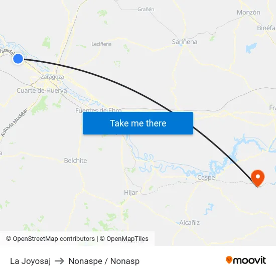 La Joyosaj to Nonaspe / Nonasp map