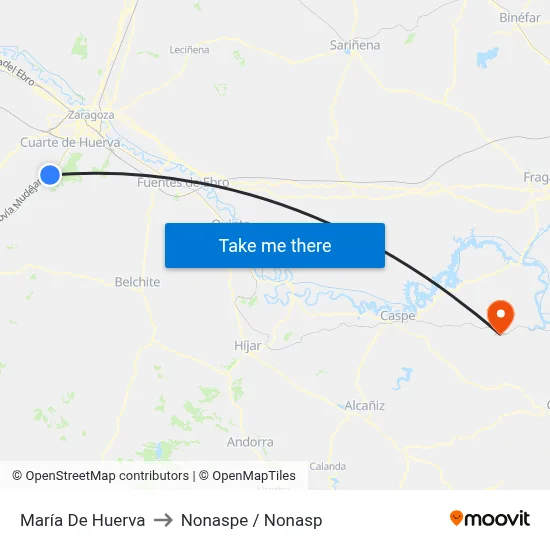 María De Huerva to Nonaspe / Nonasp map