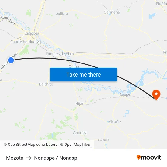 Mozota to Nonaspe / Nonasp map