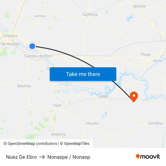 Nuez De Ebro to Nonaspe / Nonasp map