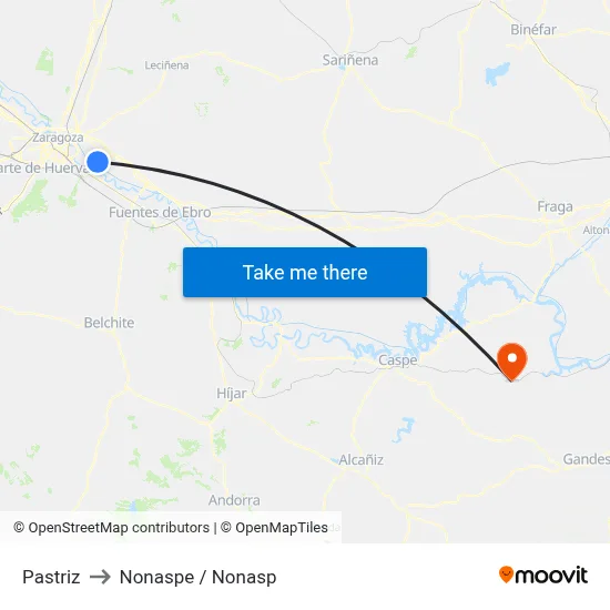 Pastriz to Nonaspe / Nonasp map