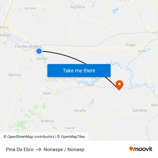 Pina De Ebro to Nonaspe / Nonasp map