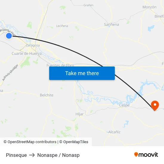 Pinseque to Nonaspe / Nonasp map