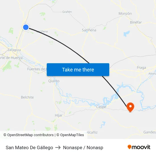 San Mateo De Gállego to Nonaspe / Nonasp map